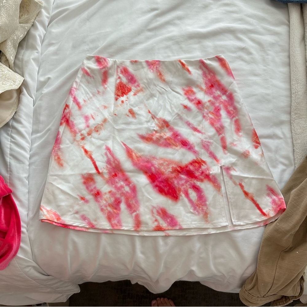 Pink and White Tie-Dye Princess Polly Mini Skirt